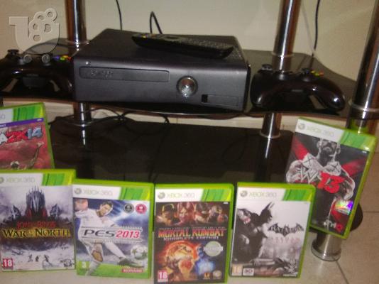 PoulaTo: xbox 360 se teleia katastash,2 wireless xeiristhria,10 games(nba 2K14,PRO 13)